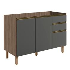 Balcão Para Pia 120cm Sem Tampo Maly N03 Carvalho-grafite - Mpozenato