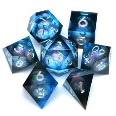 Liquid Core Quicksand Resin DND Dice, Sharp Edge Dungeons and Dragons Polyhedron Game Dice Set for Role Playing Games RPG Explorer Magic, Holiday Birthday Gifts Party Favors