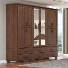 Guarda-Roupa Bipartido 6 Portas 6 Gavetas 100% Madeira Maciça Linha Ou