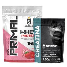 Kit: Whey Protein Primal 1Kg 100% Importado + Creatina Monohidratada 250g - Soldiers Nutrition-Unissex