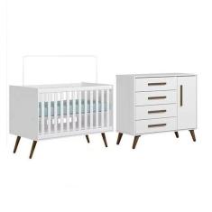 Berço Mini Cama e Cômoda Q Encanto Retrô Branco Qmovi