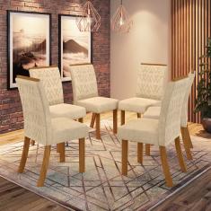 Conjunto 6 Cadeiras Estofadas Juanita Casa 812 - Nature com Linho