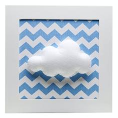 Potinho de Mel Quadro Decorativo Nuvem Chevron Azul
