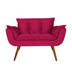Namoradeira Decorativa Estofada Para Consultório Opala Suede Rosa Pink - LM DECOR
