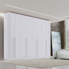 Guarda-Roupa Casal 08 Portas Império Ripado Branco