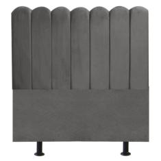 Cabeceira Nuvem Cama Solteiro 90cm Alanis Suede Cinza Escuro
