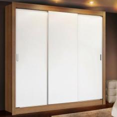 Guarda Roupa Casal Madesa Mônaco 3 Portas de Correr - Rustic/Branco