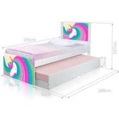 Cama Arco Íris Unicórnio com Auxiliar - Mais de Casa