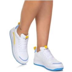 Tênis Feminino Branco Esporte Academia Macio - CLASSEK, Branco, Azul, 