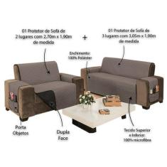 Protetor Impermeável para Sofá 2 e 3 Lugares - MR, Cinza/Preto