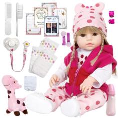Boneca Estilo Reborn 52 cm Baby Girafinha + Enxoval Completo - Cegonha