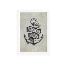 Quadro Vintage Náutico Âncora Moldura Branca 33x43cm - Quartinhos