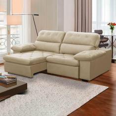 Sofa Retratil Reclinavel 2 Lugares 2,90m Crystal Veludo Porcelana Lansofbr