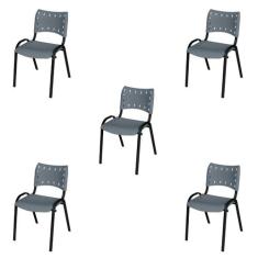 Kit 5 Cadeiras Iso Fixa Empilhável Tubular Igreja Escritório Sorveteri