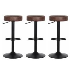 Kit 3 Banquetas Giratórias Viena Marrom Marrom