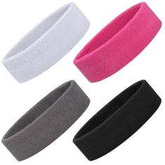 ONUPGO Pacote com 4 faixas de cabelo esportivas para homens e mulheres, faixa de algodão felpudo faixa de suor para tênis, basquete, futebol, academia, malhar - elasticidade que absorve a umidade