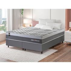 Conjunto Cama Box Cinza c/Molas Ensacadas Sheffield Cinza Queen 158x198x65