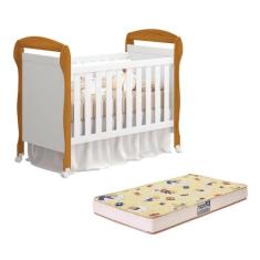 Berço Mini Cama Danny com Colchão D18 de 10cm - Reller Móveis, Branco/