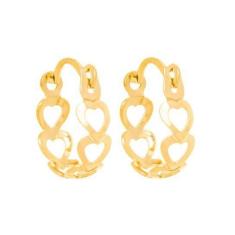 Brinco Rommanel Banhado Ouro Argola Com Corações Vazados Adulto / Infa