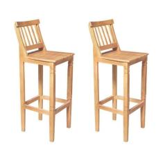 Kit 2 Banquetas Alta De Ripada Com Encosto Confort - Natural - Bege - 