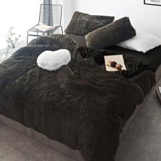 Jogo De Cama Solteiro King 6 Peças Edredom Pelúcia Preto