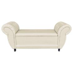 Divã Recamier Com Baú Grécia 1,55 Cm Linho Bege