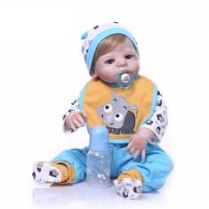 Bebê Reborn Menino Realista 100% Silicone 57cm - Bento Loiro - PRO BAB