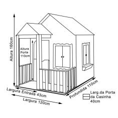 Casinha de Brinquedo com Cercado Azul Bebê e Branco