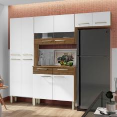 Cozinha Compacta Kit's Paraná Nala com 10 Portas, 2 Gavetas e 4 Prateleiras - 222cm de largura