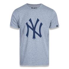 Camiseta Mlb New York Yankees Logo Preto Rosa Mescla Cinza New Era