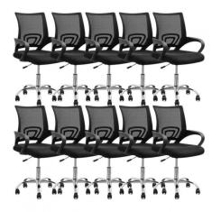 Conjunto 10 Cadeiras Diretor Office Santiago Rivatti Preta