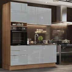 Cozinha Compacta Madesa Lux com Armário e Balcão 5 Portas 3 Gavetas - Rustic/cinza