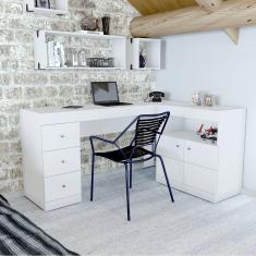 Mesa para Computador PC Job Canto 2 Portas 3 Gavetas 100 BP Caemmun