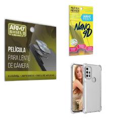 Kit Película De Câmera E Tela Moto G10 Com Capinha Antishock
