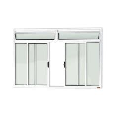 Janela Plus 4 Folhas com Bandeira Vidro Liso 120cm x 200cm Brimak Branco