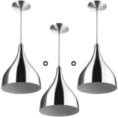 Kit 3 Lustres Pendente Gota Pequena De Alum nio 21cm Soquete
