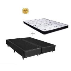 Cama Box Bipartido Casal Preto + Colchão Espuma D20 138x188x14