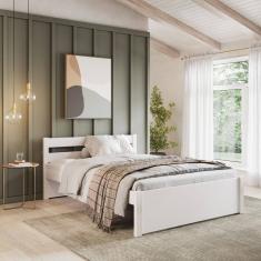 Cama Casal em Madeira Maciça 140x190 Unique Yescasa Branco