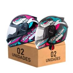 Kit 2 Capacetes Ebf Spark Dragon Rosa e Dragon Tiffany Fechado, 60/60