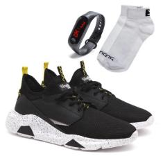 Kit Tênis Venetto Caminhada Leve + Relógio Digital + Meias, 39, Preto,