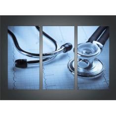 Quadro Decorativo Medicina Consultórios Médicos Com 3 peças Com Moldur