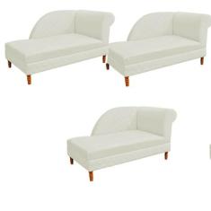 Kit 03 Recamier  Decorativa  Judi Pé em Madeira  2 Lugares Sala de Est