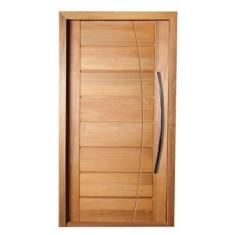 Porta Pivotante BBB Frisada em Arco Montada em Madeira Maciça Tauari -