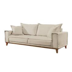Sofá Fixo Aquiles 2 Lugares Luxo 1,60m Castellar Móbile, Linho Bege Cl