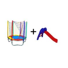 Cama Elástica Pula Pula + Escorregador Baby - Kit de Diversão ao Ar Li