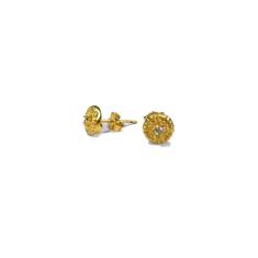 Brinco Círculo Pequeno Com Zircônia Central Folheado Em Ouro 18k