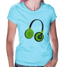 Baby Look Headphone Verde - Foca na Moda, Azul bebê, P