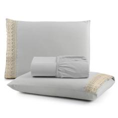 Jogo de Lençol Gippir Casal Percal 200 Fios 3 Peças - Santos e Luan, C