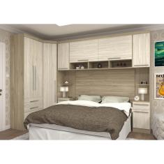 Guarda Roupa De Canto Casal 9 Portas 6 Gavetas Com Cabeceira Master Luciane Móveis Avelã Rústico Com ártico Rústico