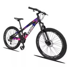 Bicicleta Vikingx Aro 26 Câmbios Shimanos 21V Preto Rosa 